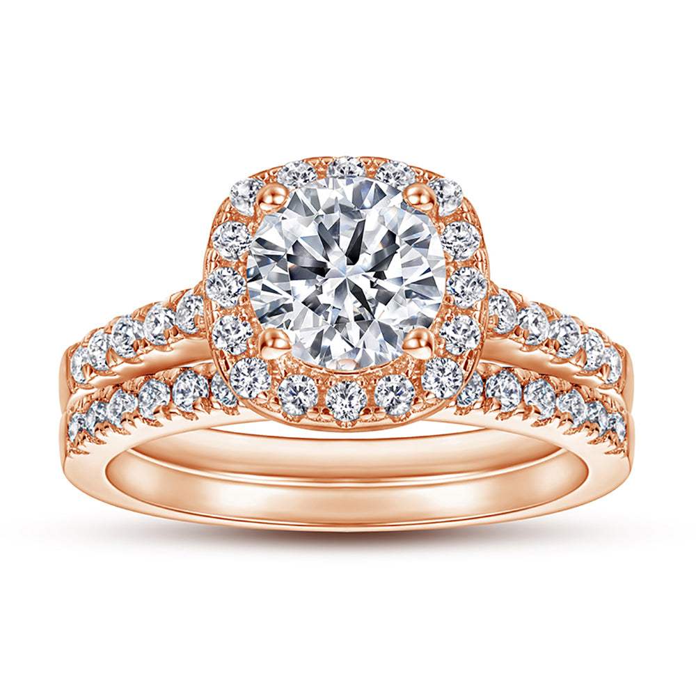The Victoria - 18kt Rose Gold Wedding Ring Set - VG Rings - Flyclothing LLC