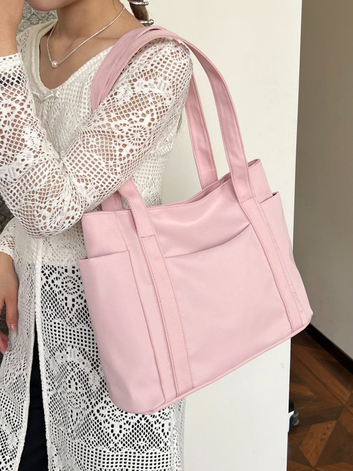 Oxford Cloth Tote Bag with Zipper - Trendsi