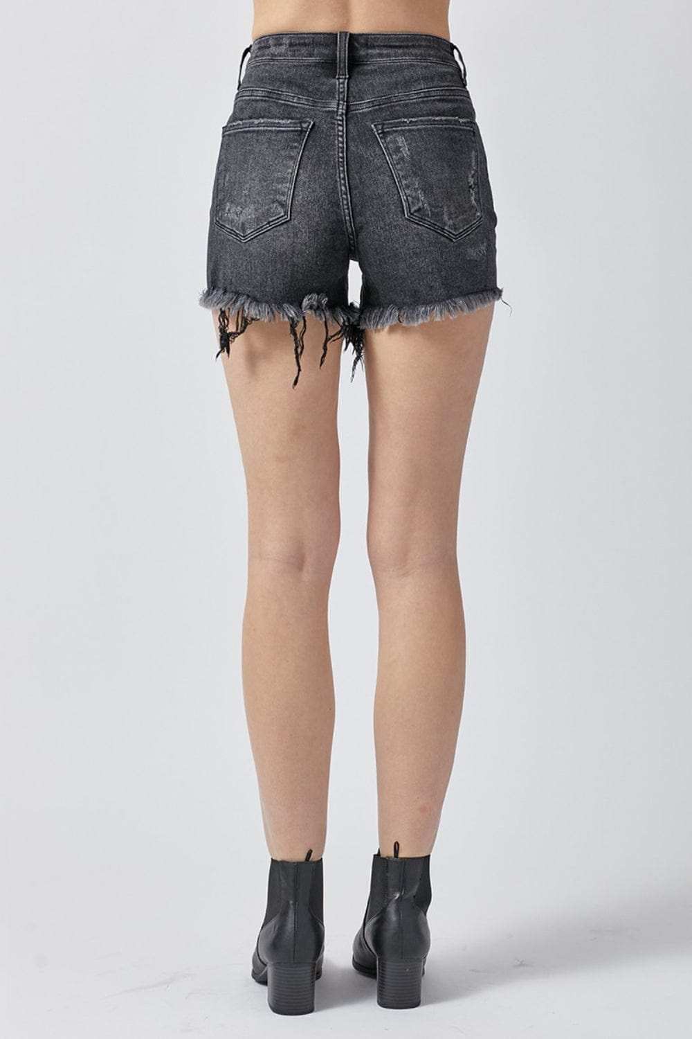 RISEN Raw Hem Denim Shorts with Pockets - Trendsi - Flyclothing LLC