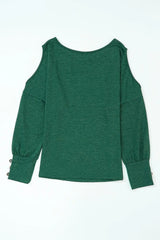 Cutout Round Neck Long Sleeve Top - Trendsi - Flyclothing LLC