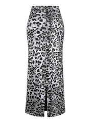 Honey Slit Leopard Midi Skirt - Trendsi