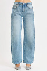 RISEN Mid Rise Wide Barrel Transferable Leg Snap Jeans - Trendsi - Flyclothing LLC