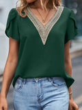 V-Neck Petal Sleeve Blouse Trendsi