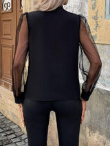 Tie Neck Long Sleeve Blouse - Trendsi - Flyclothing LLC