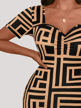 Plus Size Sweetheart Neck Short Sleeve Mini Dress - Trendsi - Flyclothing LLC