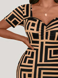 Plus Size Sweetheart Neck Short Sleeve Mini Dress - Trendsi