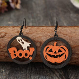 Hollow Pumpkin & Letter Wooden Earrings - Trendsi
