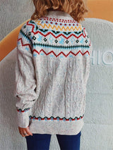 Cable-Knit Mock Neck Long Sleeve Sweater - Trendsi - Flyclothing LLC
