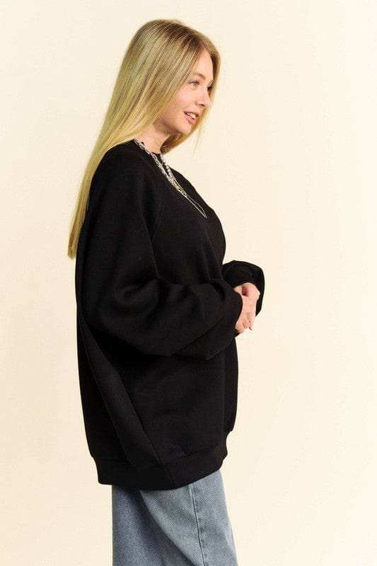 Davi & Dani Round Neck Raglan Sleeve Sweatshirt - Trendsi - Flyclothing LLC