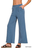 Zenana Cotton Slub Wide Leg Pants - Trendsi - Flyclothing LLC