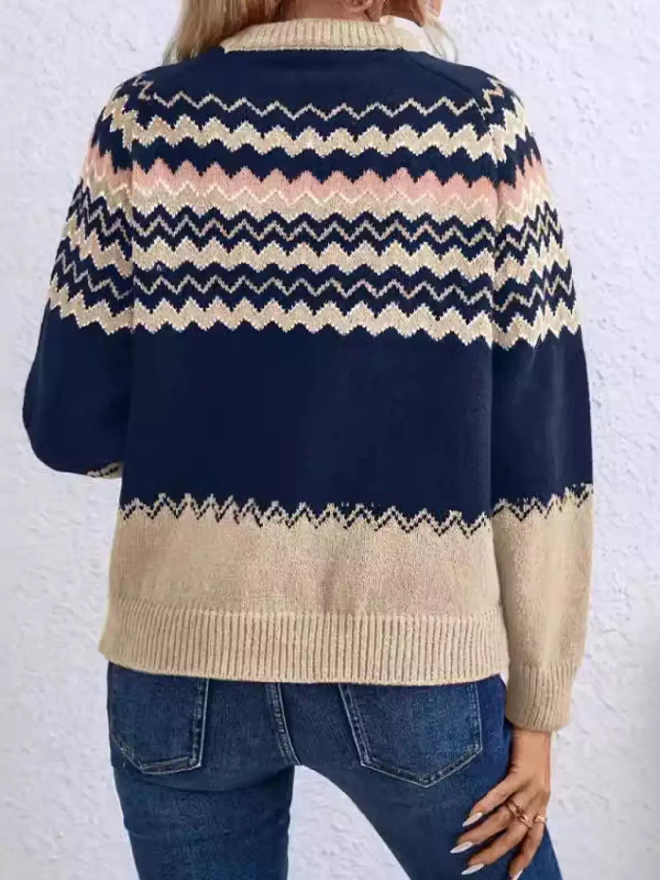 Geometric Pattern Knitted Sweater - Trendsi - Flyclothing LLC