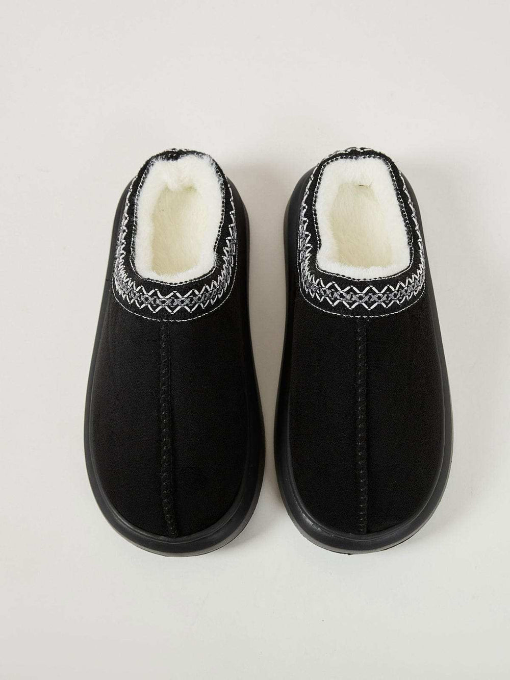 Faux Fur Suede Platform Slippers - Trendsi - Flyclothing LLC