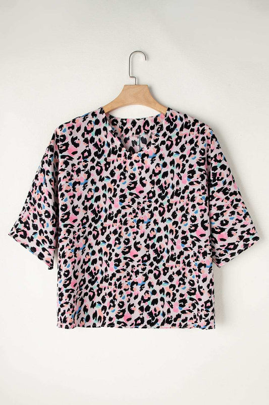 Leopard V-Neck T-Shirt - Trendsi - Flyclothing LLC