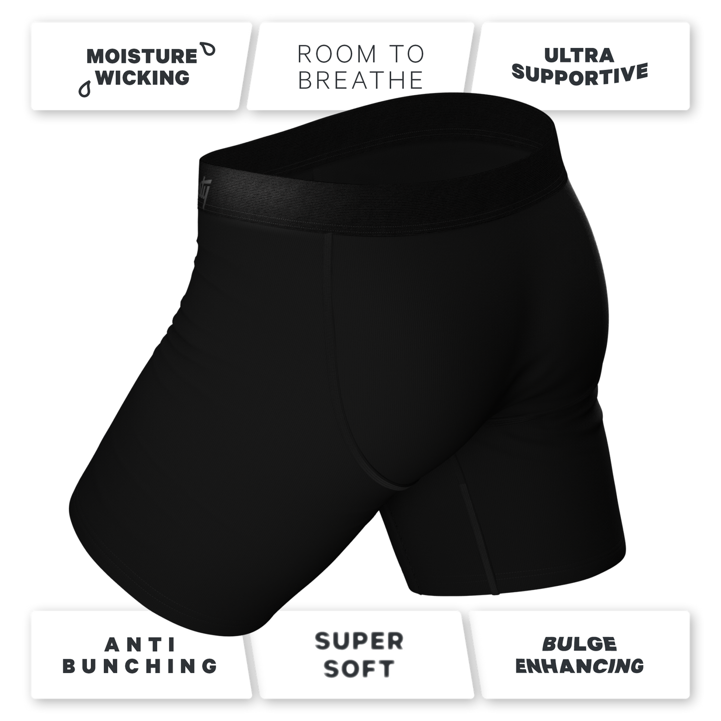 The 009 | Black Tuxedo Ball Hammock® Boxer - Long Leg