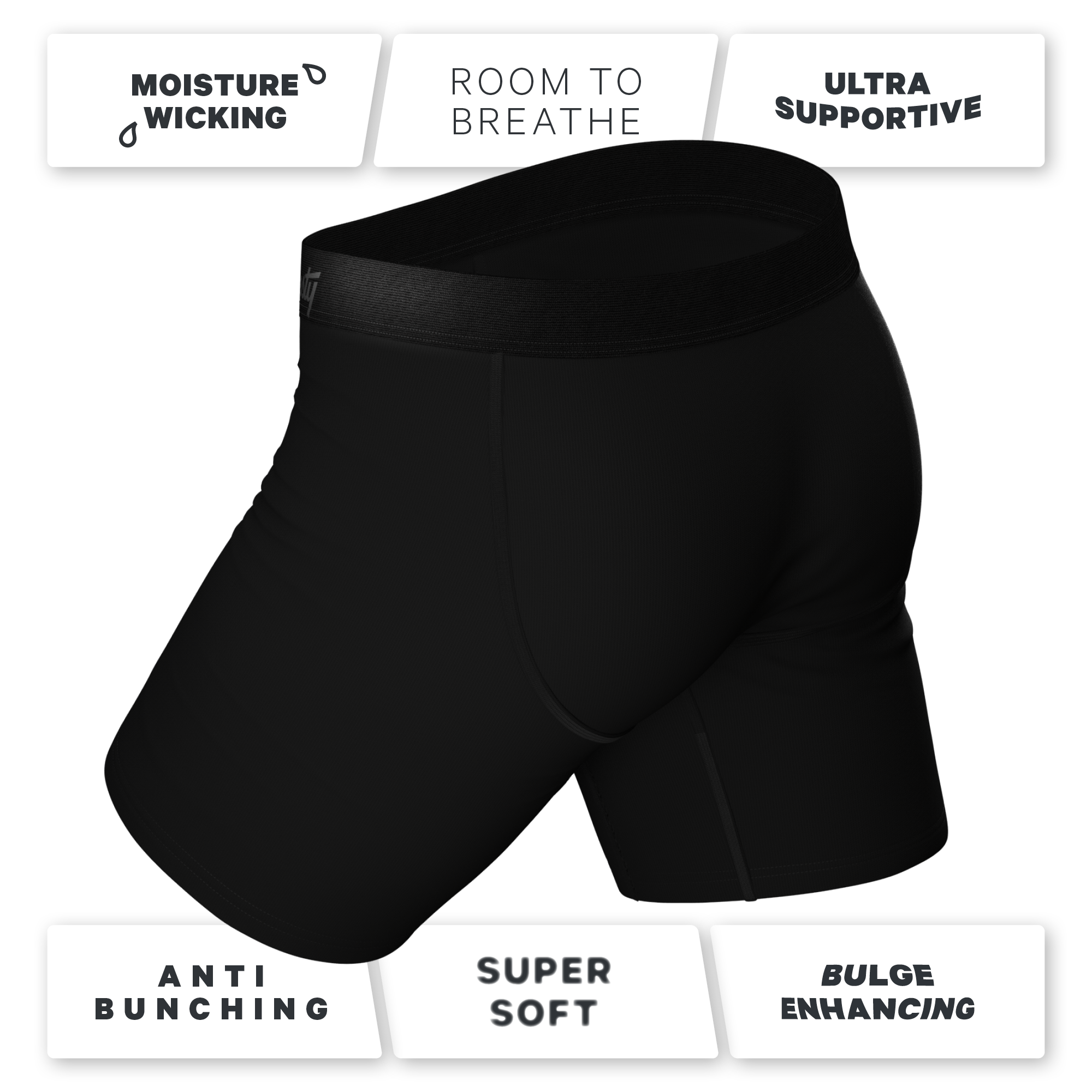The 009 | Black Tuxedo Ball Hammock® Boxer - Long Leg