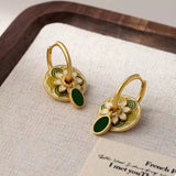 18K Gold-Plated Flower Hoop Earrings - Trendsi - Flyclothing LLC