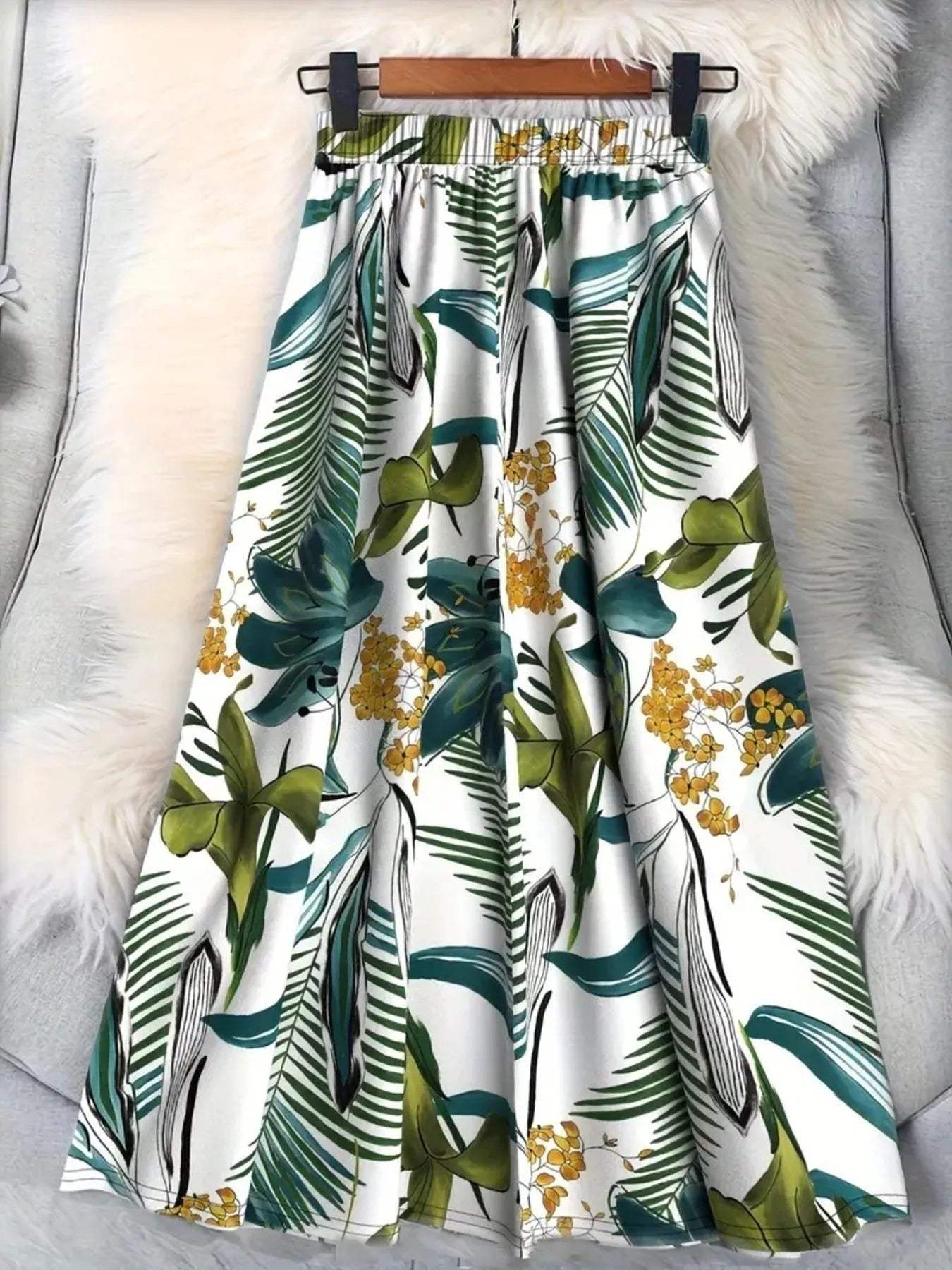 Printed Elastic Waist Skirt - Trendsi - Flyclothing LLC