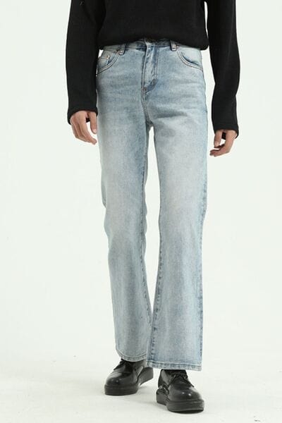 Straight Leg Jeans with Pockets - Trendsi