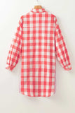 Plaid Collared Neck Long Sleeve Shirt Dress - Trendsi - Flyclothing LLC