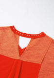 Studded Waffle-Knit V-Neck Long Sleeve Top - Trendsi - Flyclothing LLC
