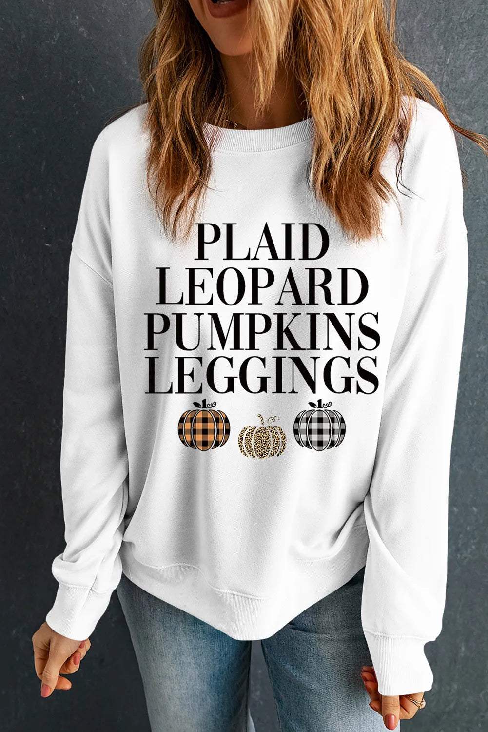 Letter Graphic Round Neck Long Sleeve Sweatshirt - Trendsi - Flyclothing LLC