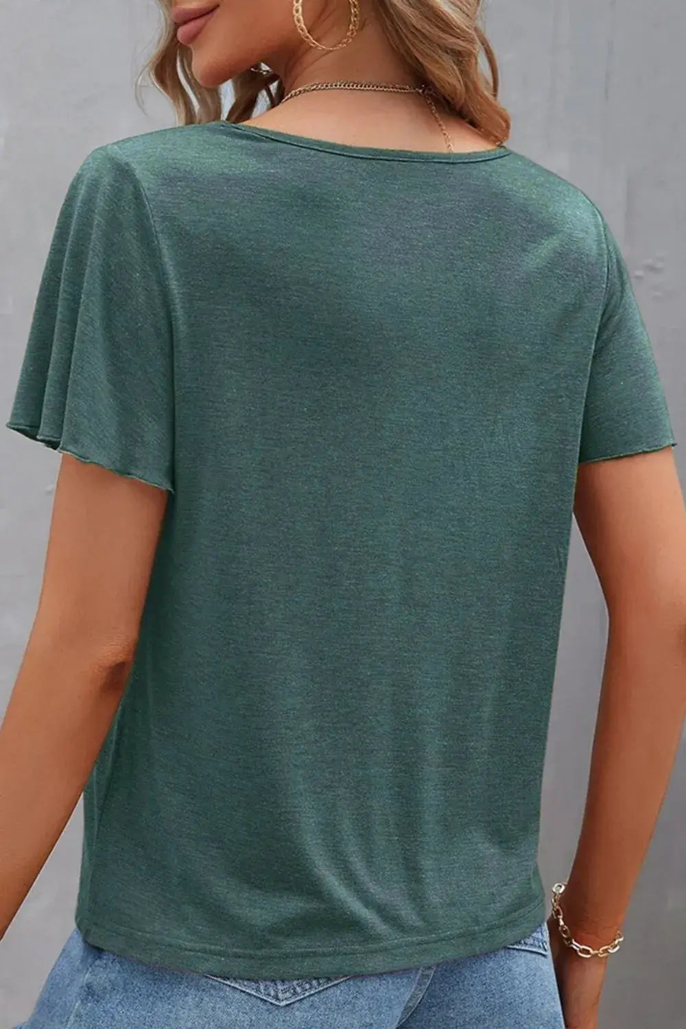 V-Neck Short Sleeve T-Shirt - Trendsi - Flyclothing LLC