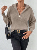 Honey Half Zip Dropped Shoulder Sweater - Trendsi - Flyclothing LLC