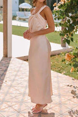 Ruched Single Shoulder Sleeveless Maxi Dress - Trendsi - Flyclothing LLC