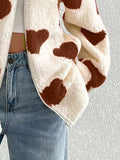 Heart Zip Up Drop Shoulder Furry Jacket - Trendsi - Flyclothing LLC