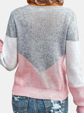 Openwork Contrast Round Neck Long Sleeve Knit Top - Trendsi - Flyclothing LLC