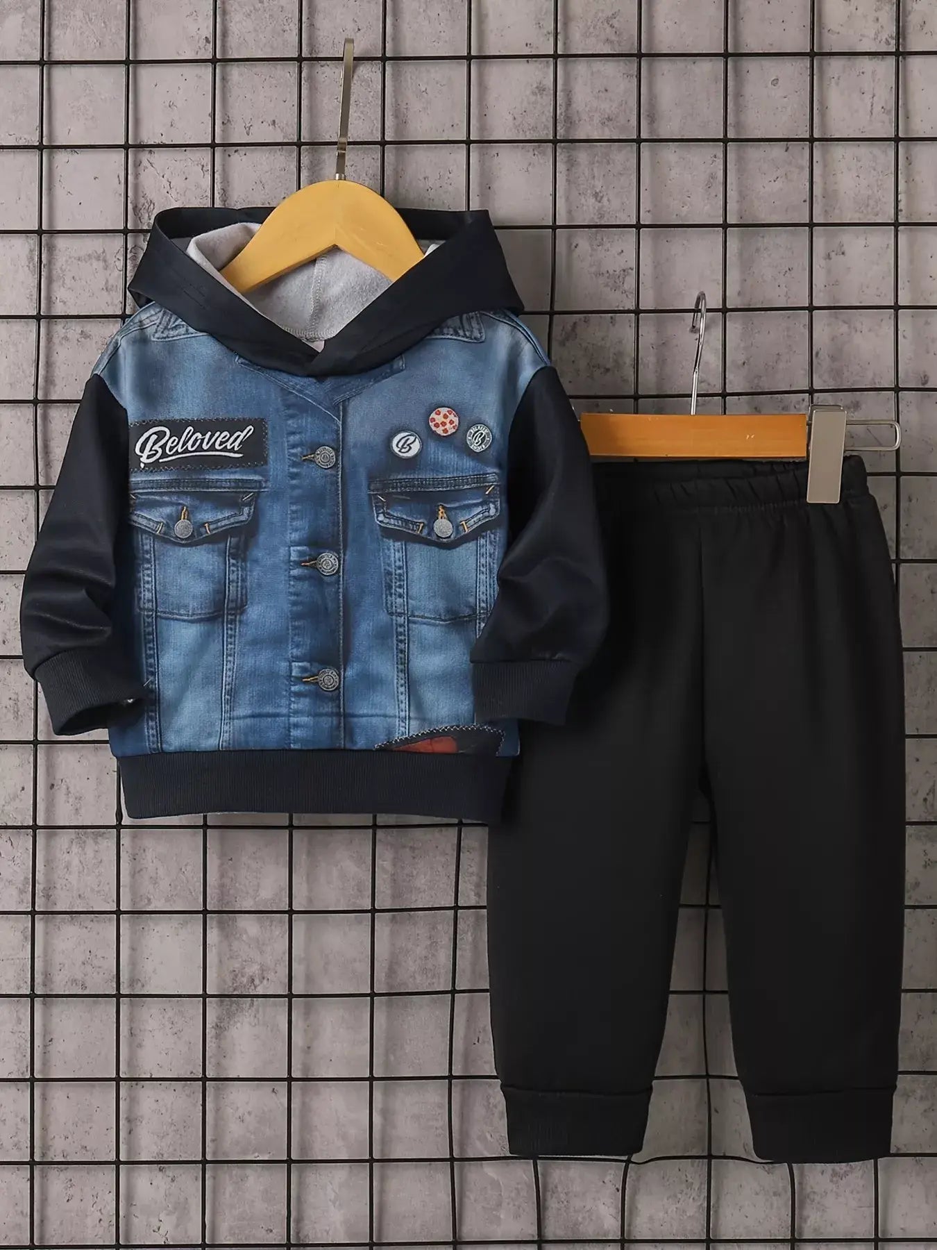 Children's Button Up Hooded Jacket & Pants Set - Trendsi - Flyclothing LLC