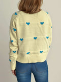 Heart Round Neck Zip Up Cardigan - Trendsi - Flyclothing LLC