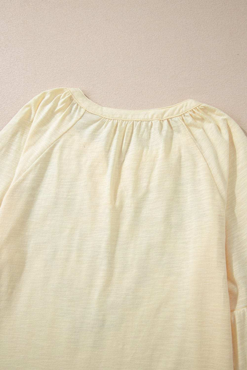 Embroidered Notched Long Sleeve Blouse - Trendsi - Flyclothing LLC