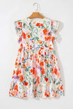Floral Double Ruffle Sleeve V Neck Mini Dress - Trendsi - Flyclothing LLC