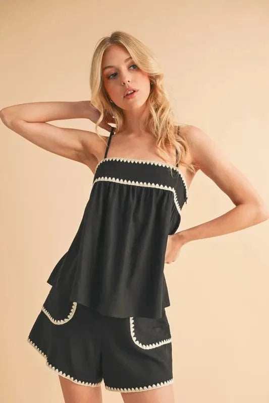 Aemi+Co Bali Rickrack Trim Cami - Trendsi - Flyclothing LLC