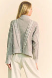 Davi & Dani Cable-Knit Turtleneck Dropped Shoulder Sweater - Trendsi