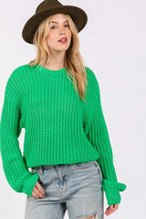 SAGE + FIG Round Neck Drop Shoulder Sweater - Trendsi - Flyclothing LLC