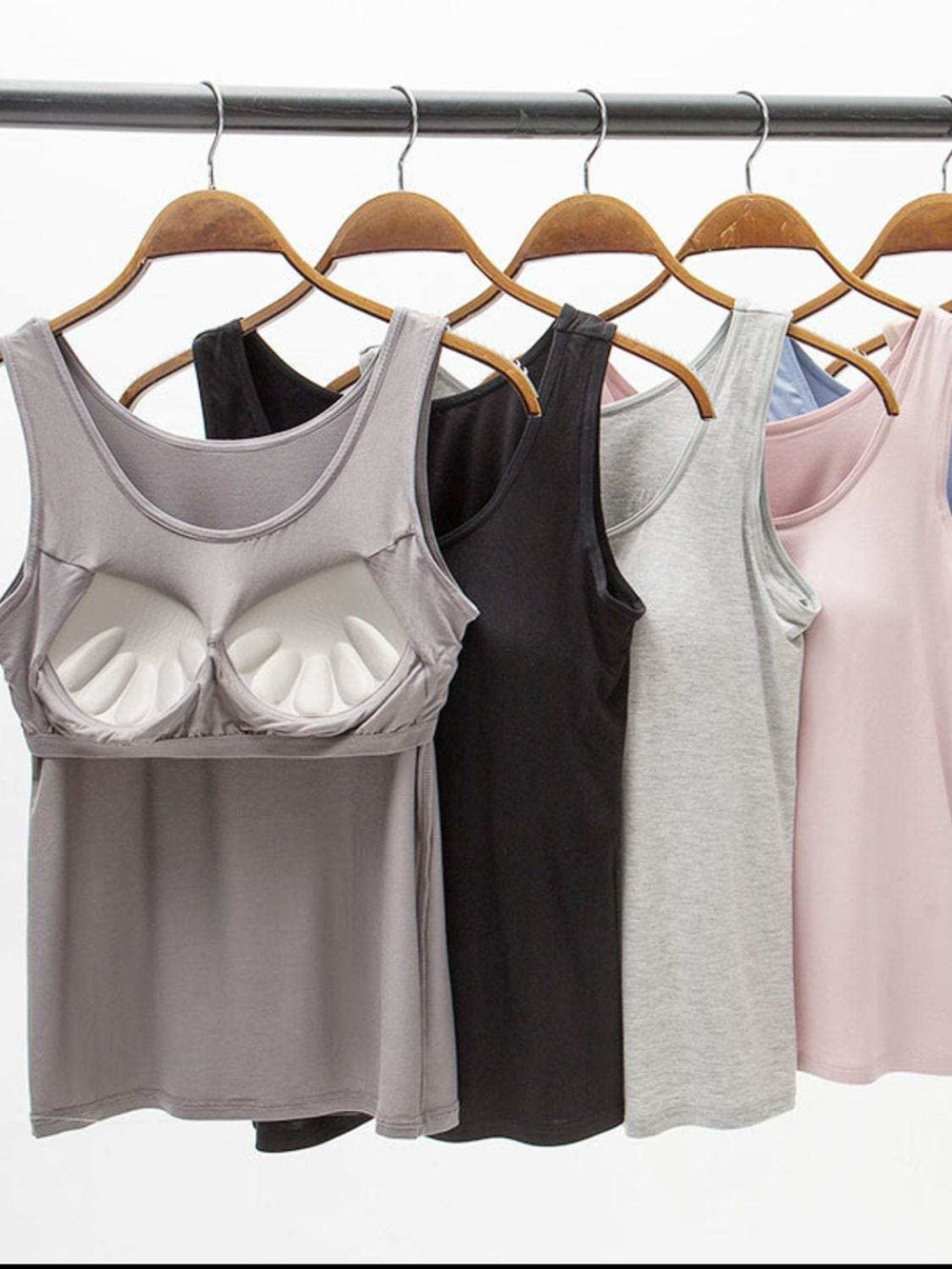 Full Size Wide Strap Modal Tank with Bra - Trendsi - Flyclothing LLC