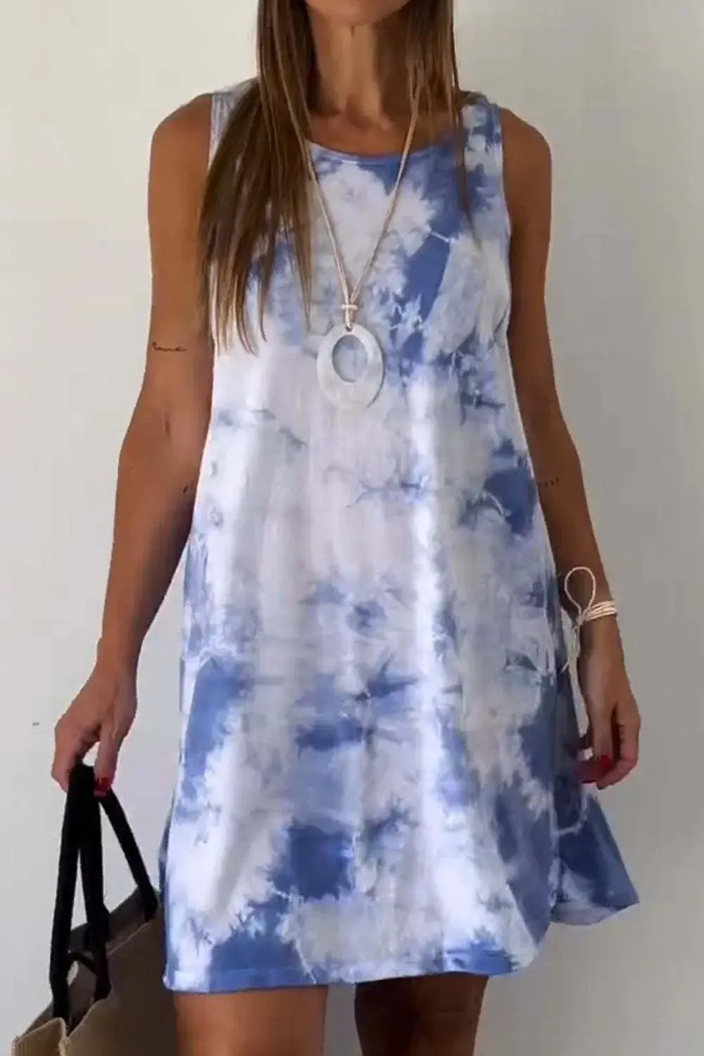 Full Size Tie-Dye Sleeveless Mini Tank Dress Plus Size - Trendsi - Flyclothing LLC