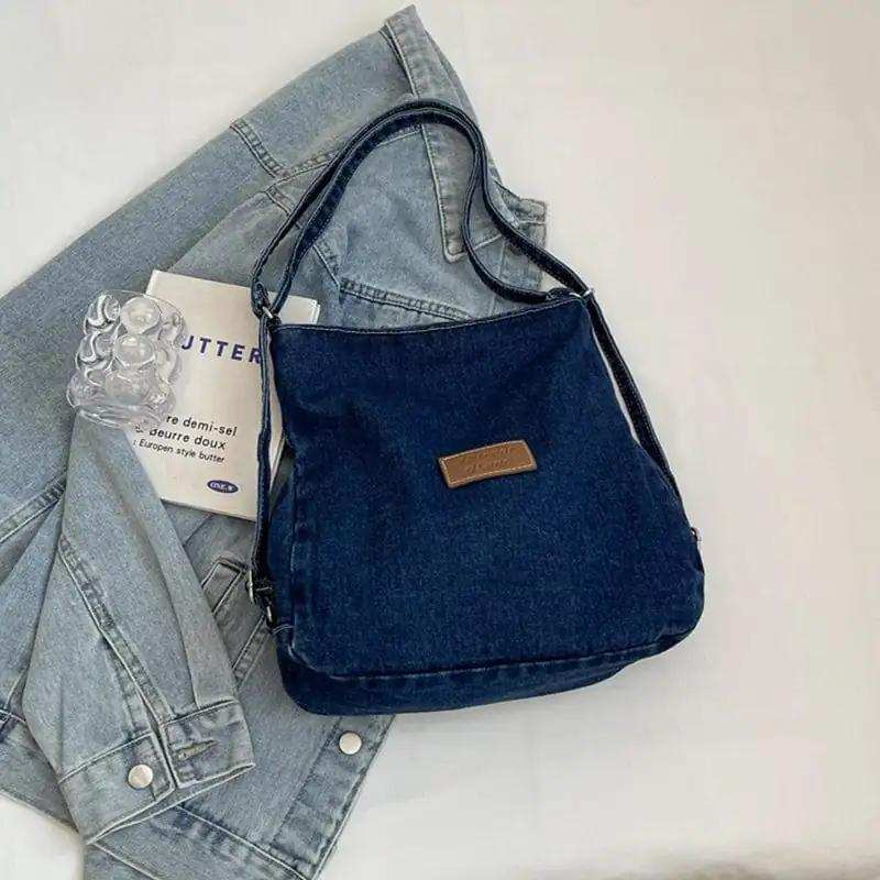 Adjustable Strap Denim Shoulder Bag - Trendsi - Flyclothing LLC