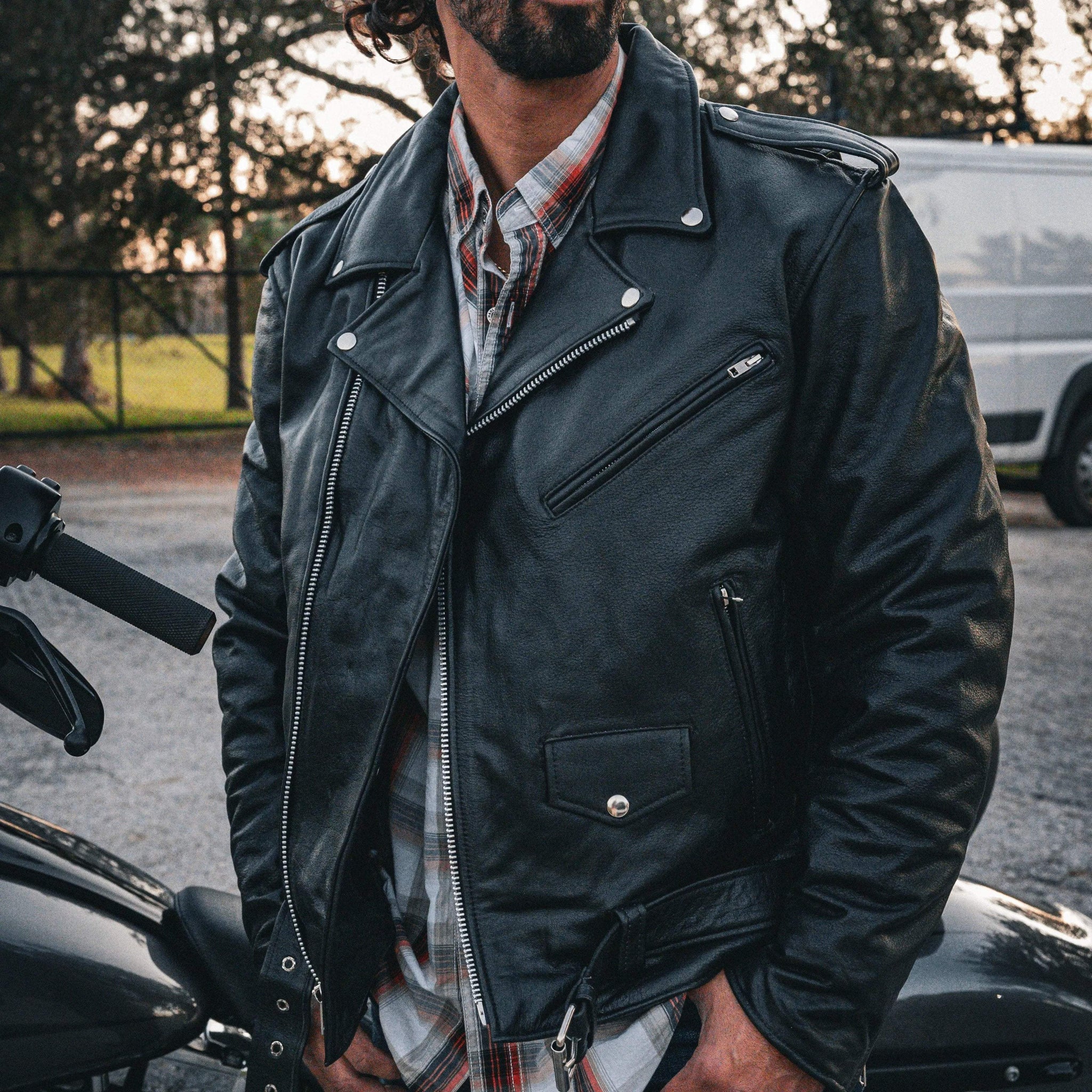 Brando - Men's Motorcycle Leather Jacket - Unik Just for Bikers - Flyclothing LLC