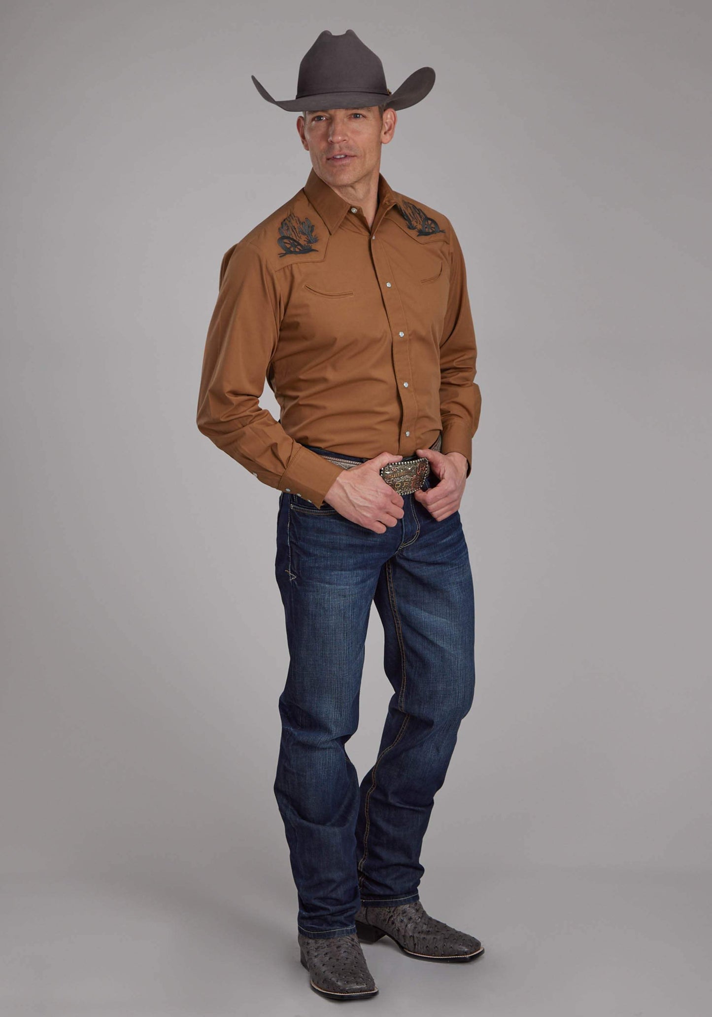 Roper Mens Solid Rust Long Sleeve Snap Western Shirt - Roper - Flyclothing LLC