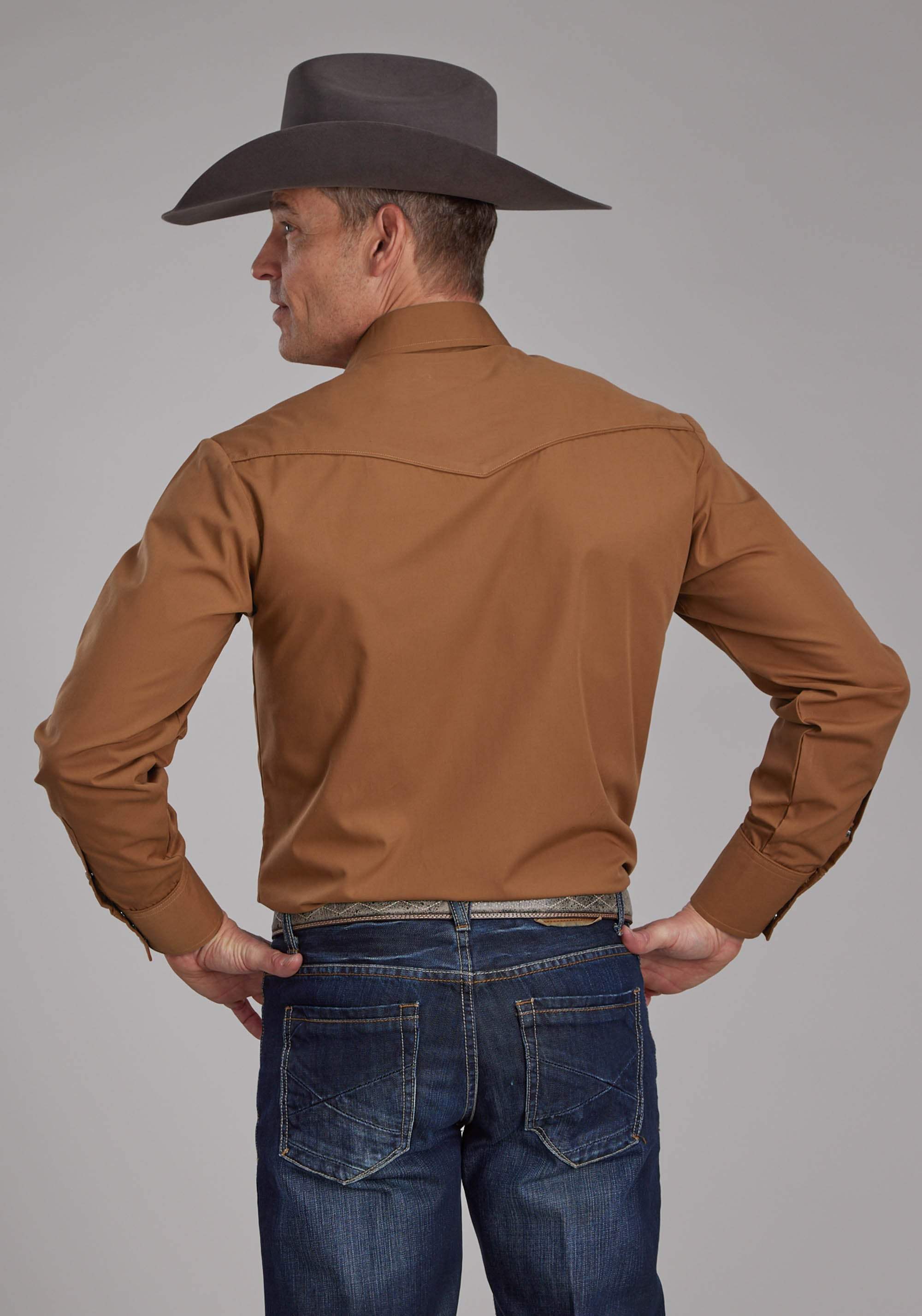 Roper Mens Solid Rust Long Sleeve Snap Western Shirt - Roper - Flyclothing LLC