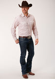 Roper Mens Long Sleeve Snap Wine And Cream Wallpaper Print Western Shirt - Roper