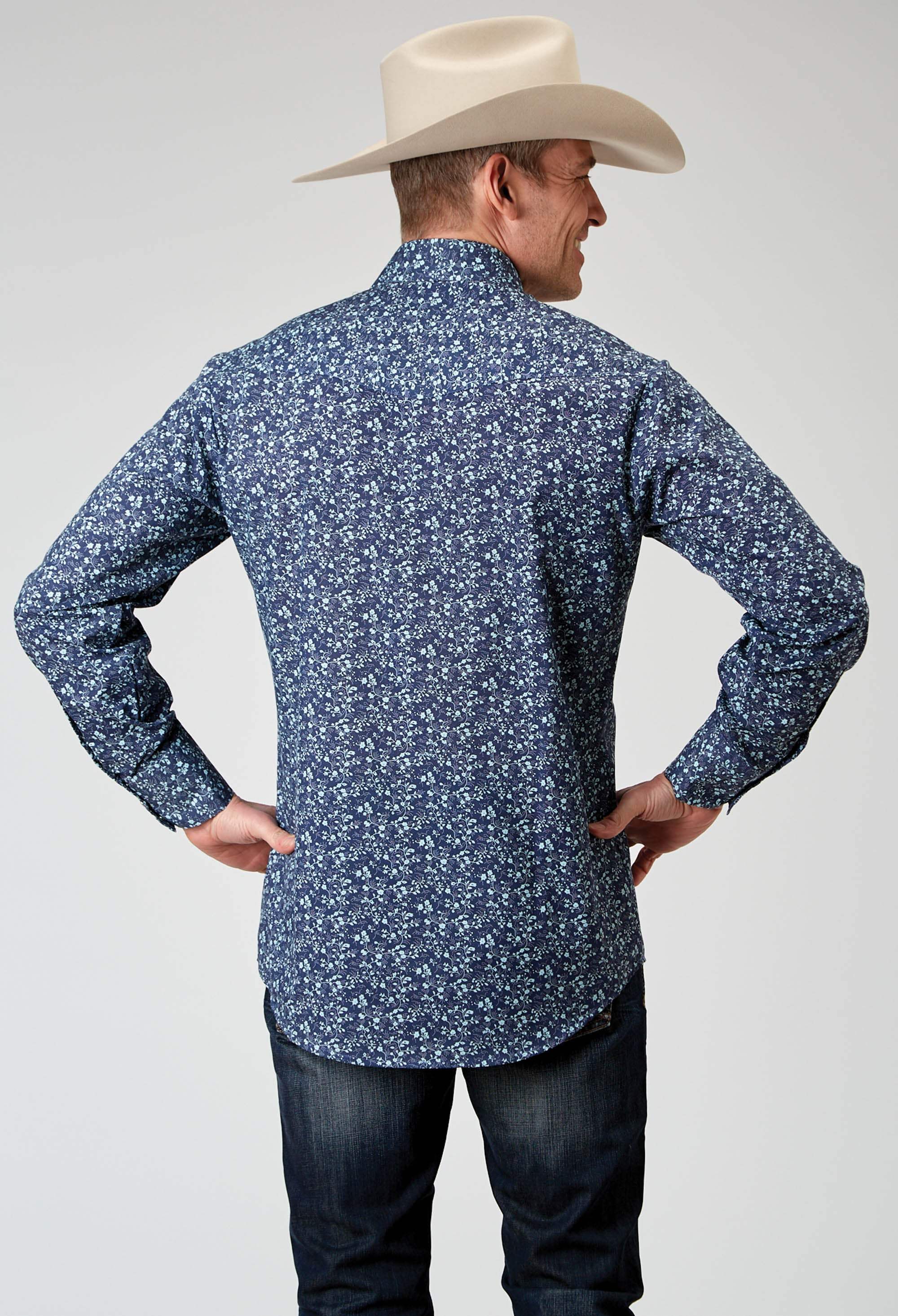 Roper Mens Long Sleeve Snap Ditsy Floral Print Western Shirt - Roper - Flyclothing LLC
