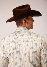 Roper Mens Long Sleeve Snap Vintage Wheat Print Western Shirt - Roper - Flyclothing LLC