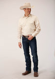 Roper Mens Long Sleeve Snap Cream Diamond Print Western Shirt - Roper