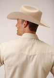 Roper Mens Long Sleeve Snap Cream Diamond Print Western Shirt - Roper