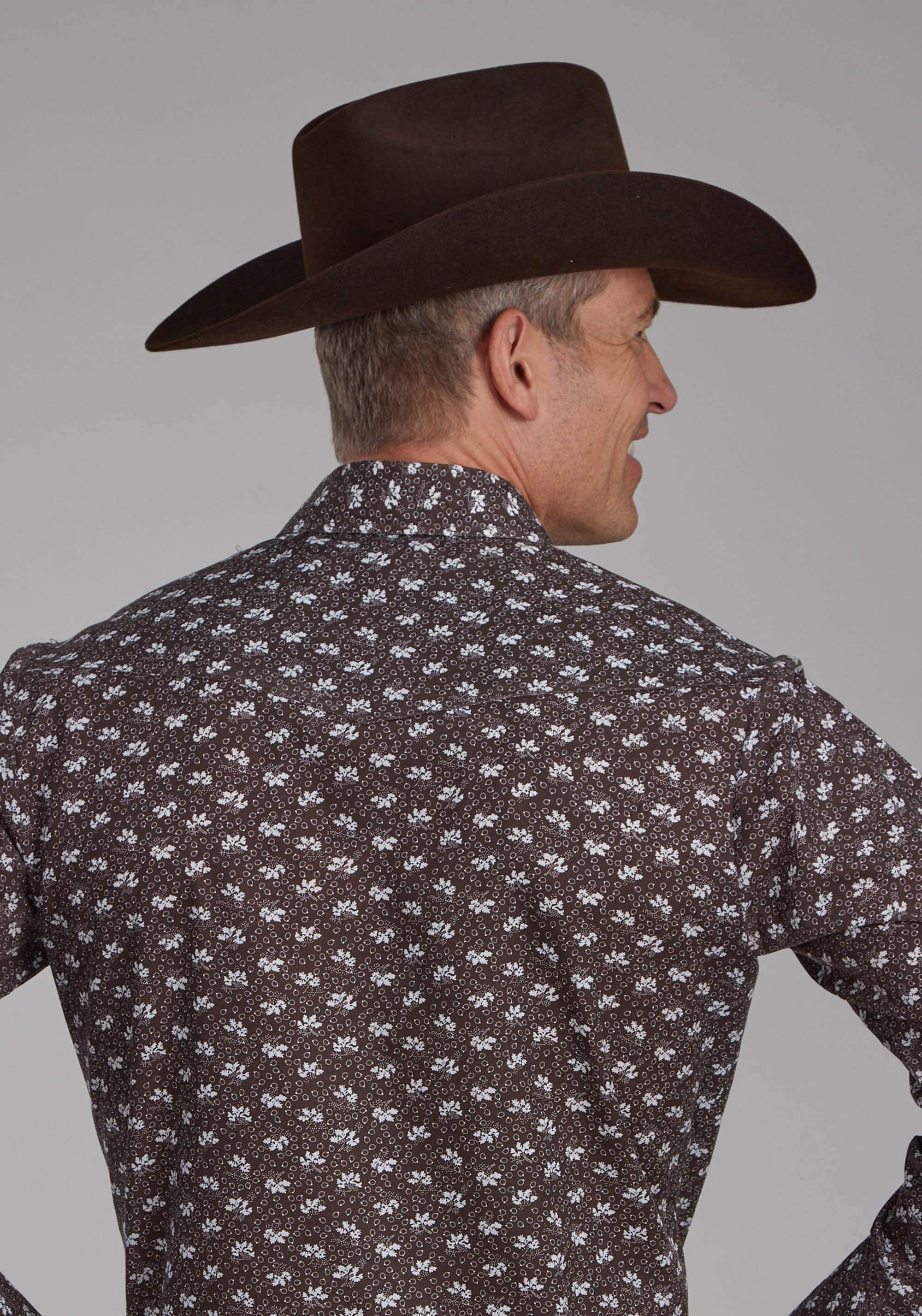 Roper Mens Brown And Cream Floral Long Sleeve Snap Western Shirt - Roper - Flyclothing LLC