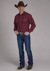 Roper Mens Wine Dot Print Long Sleeve Snap Western Shirt - Roper - Flyclothing LLC